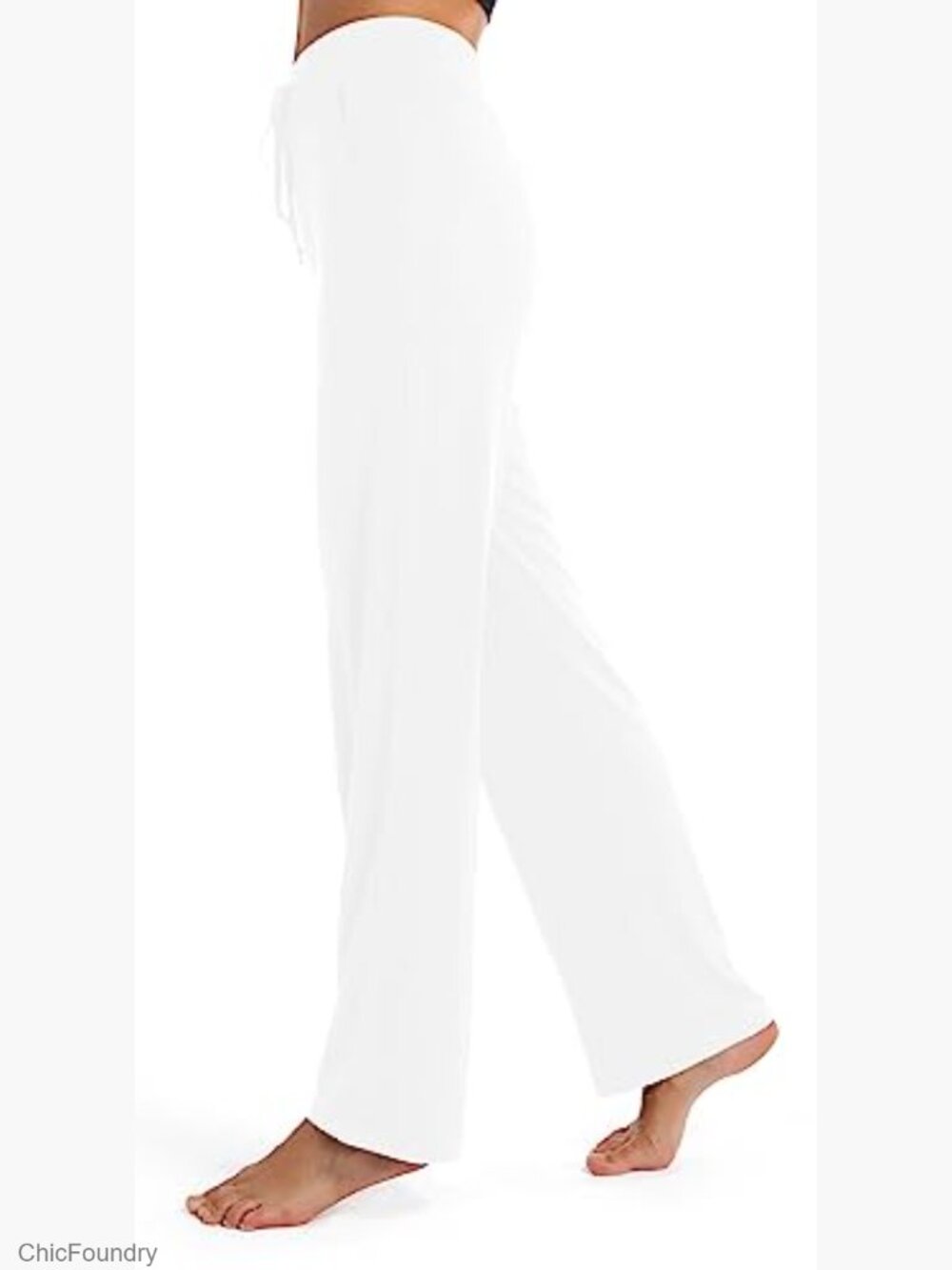 Women's High Waist Drawstring Wide Leg Yoga Pants with Pockets - Picture 3 of 6